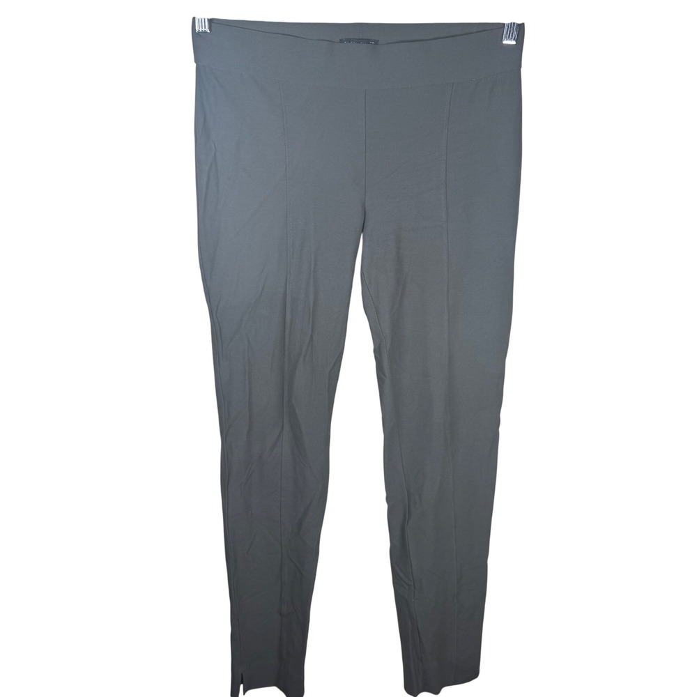 Eileen Fisher Slim Leggings Womens Small Olive Green Ponte Knit Ankle‎ Slit Seam